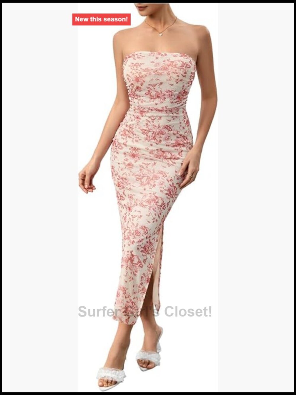 Floral Bodycon Maxi Dress Strapless Tube Long Sleeveless Summer Wedding Guest